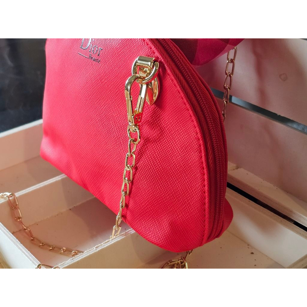 Christian Dior Red Clutch w/Crossbody Chain, Charms & Twilly Added NWOT - Picture 10 of 15